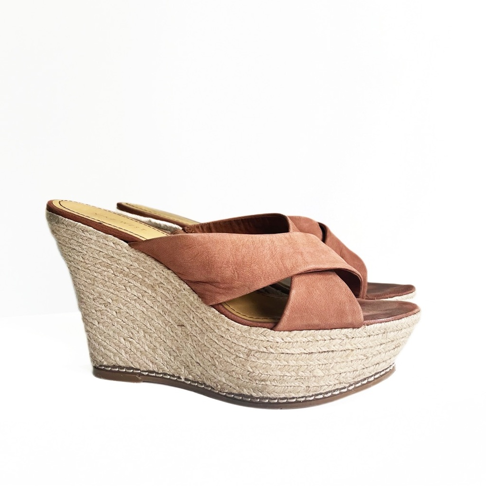 Nine West Dashall Brown Espadrille Wedge Sandals Women’s 9 ½
